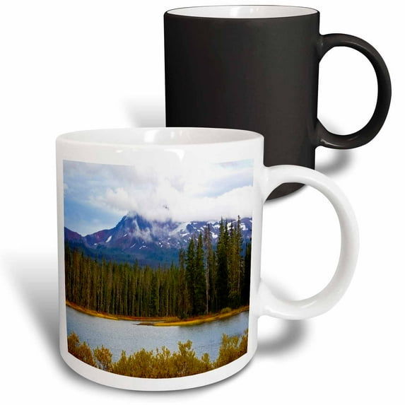 3drose, Photograph of a Scenic Mountain with Lake and Pine Trees, 11oz Magic Transforming Mug