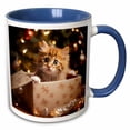 thumbnail image 1 of 3drose, Photograph of a Kitten Sitting Inside a Box Beside a Christmas Tree., 11oz Two-tone Blue Mug, 1 of 6