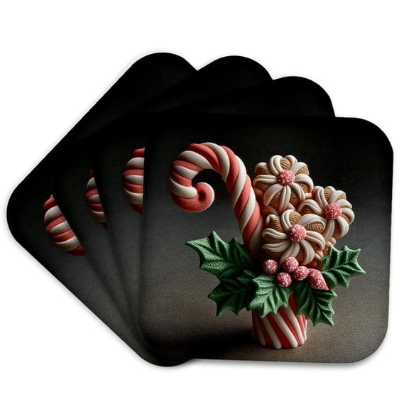 3drose, Photograph of Holiday Cookies and Candies Made of Polymer Clay., Set of 4 Coasters - Soft