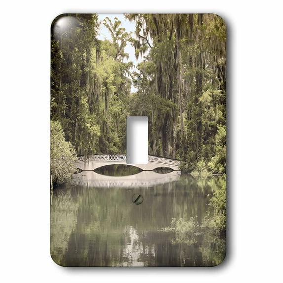 3dRose, Photograph of white bridge at Magnolia Plantation and Gardens., single toggle switch