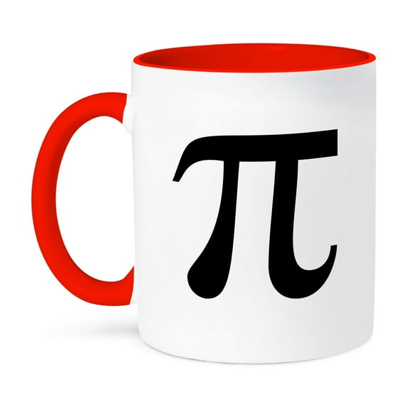 3dRose, Pi symbol math sign. Mathematical black and white mathematics number, 11oz Two-Tone Red Mug
