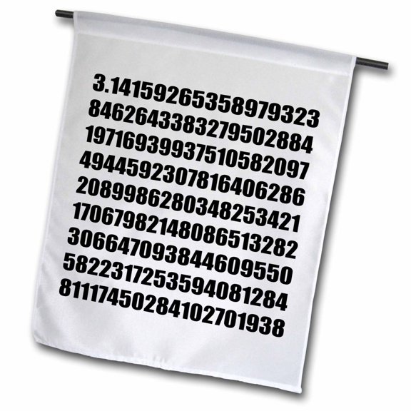 3dRose, Pi math number Mathematical black and white mathematic numeric figures, 12 x 18 inch Garden Flag