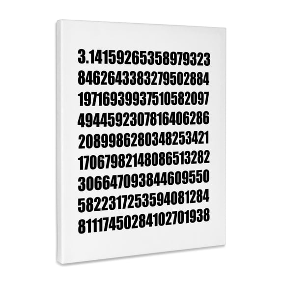 3dRose, Pi math number Mathematical black and white mathematic numeric figures, Museum Grade Canvas Wrap 11x14