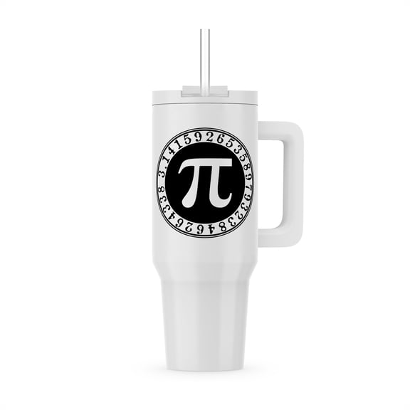 Pi Sign In Circle With Number To 26 Decimal Places - Black And White, 30oz Tumbler
