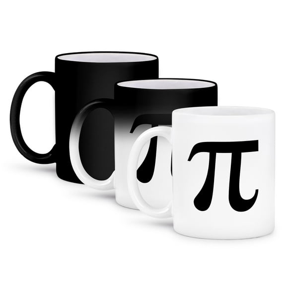 3dRose, Pi symbol math sign. Mathematical black and white mathematics number, 11oz Magic Transforming Mug