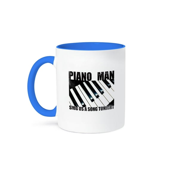 3dRose, Piano Man, 11oz Two-Tone Blue Mug