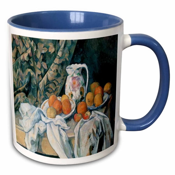3drose, Picture of Famous Cezanne Still Life Painting, 15oz Two-tone Blue Mug