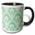 thumbnail image 1 of 3drose, Picture of Mint Green Victorian Wallpaper, 11oz Two-tone Black Mug, 1 of 6
