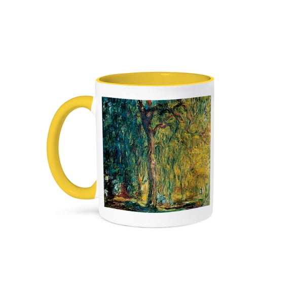 3dRose, Picture Of Monets Painting Weeping Willow, 15oz Two-Tone Yellow Mug