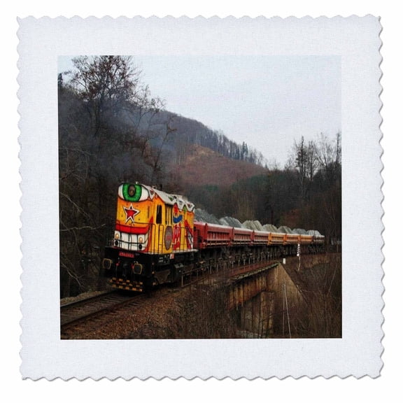 3dRose, Picture Of Very Colorful Czech Train, 12x12 inch quilt square