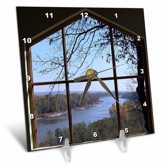 3dRose, Picture Window of a River, 6x6 Desk Clock