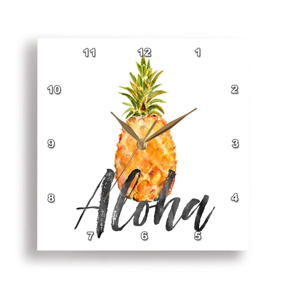 3dRose, Picturing Aloha Pineapple, 15x15 Wall Clock