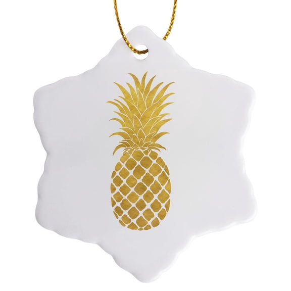 3drose, Picturing Gold Glitz Pineapple, 3 inch Snowflake Porcelain Ornament