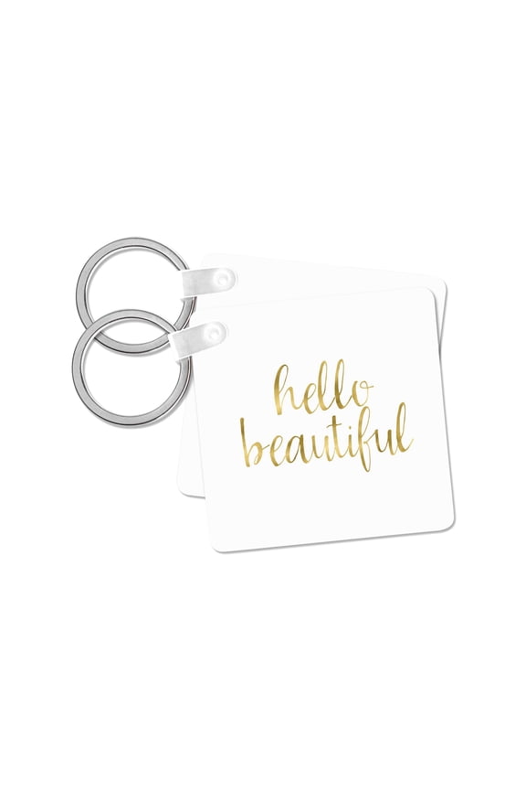 , Picturing Gold Hello Beautiful, set of 2 Key Chains