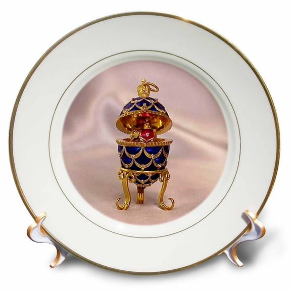 3dRose, Picturing Pinecone Faberge Egg, 8 inch Porcelain Plate