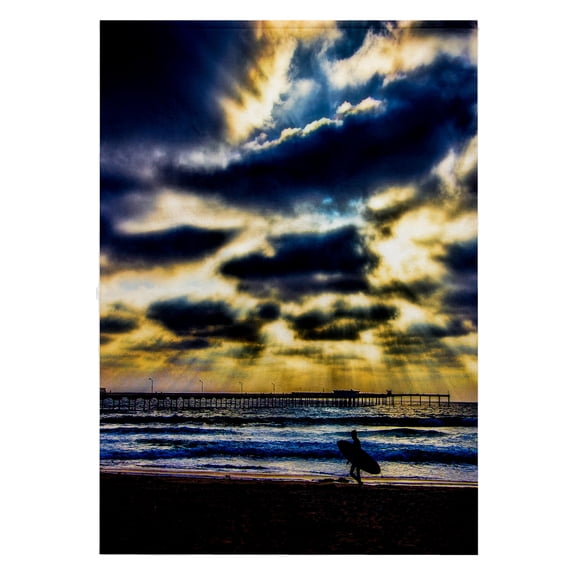 3dRose, Pier Sunset Beach Sand Sea Surfer, 22x30 Bath Hand Pool Towel