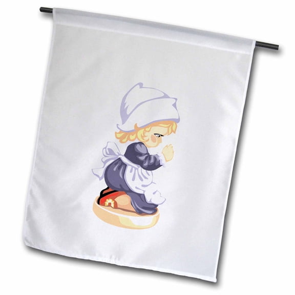 3dRose, Pilgrim Girl Saying Prayer , 12 x 18 inch Garden Flag