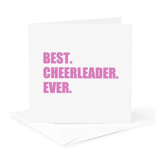 3dRose, Pink Best Cheerleader Ever - greatest head or team cheerleading girl, 1 Greeting Card with envelope