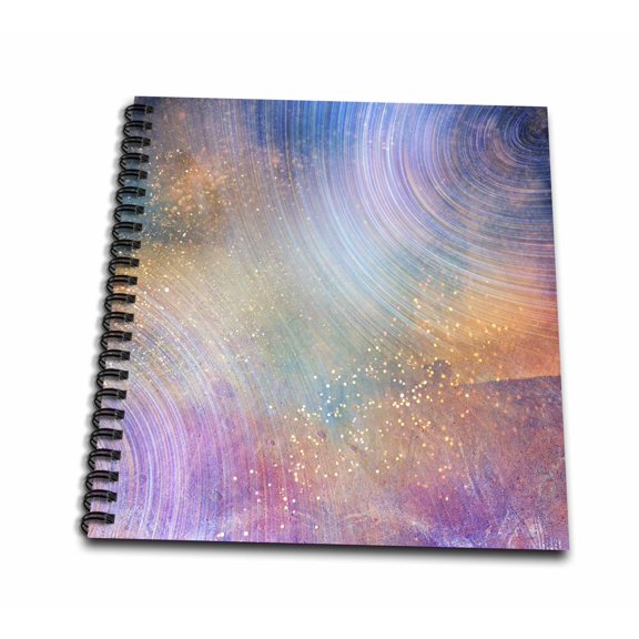 3dRose, Pink, Blue, Purple, and Gold Sparkle Galaxy Design, Memory Book 12 x 12 inch