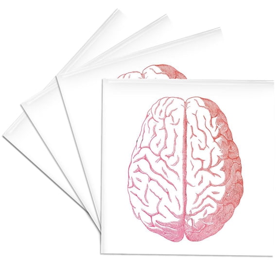 3dRose, Pink Brain, Set of 4 Ceramic Tile Coasters