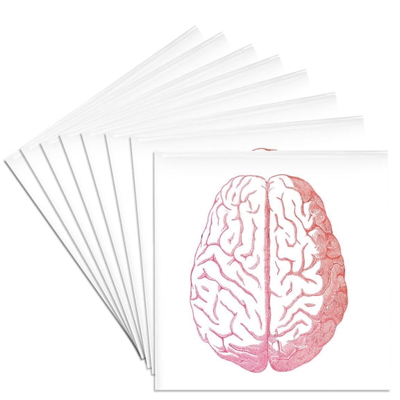 3dRose, Pink Brain, Set of 8 Ceramic Tile Coasters