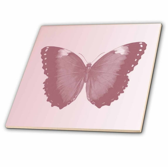 3dRose, Pink Butterfly, 4 Inch Ceramic Tile