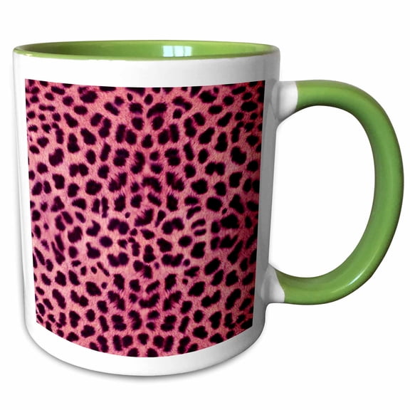 3drose, Pink Cheetah Animal Print, 11oz Two-tone Green Mug