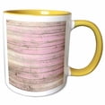 thumbnail image 1 of 3drose, Pink Distressed Printed Faux Wood, 11oz Two-tone Yellow Mug, 1 of 6