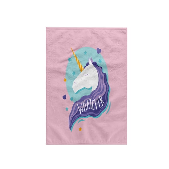3dRose, Pink Girl Unicorn Illustration and Pink Typography -Whatever, 15x22 Hand Towel