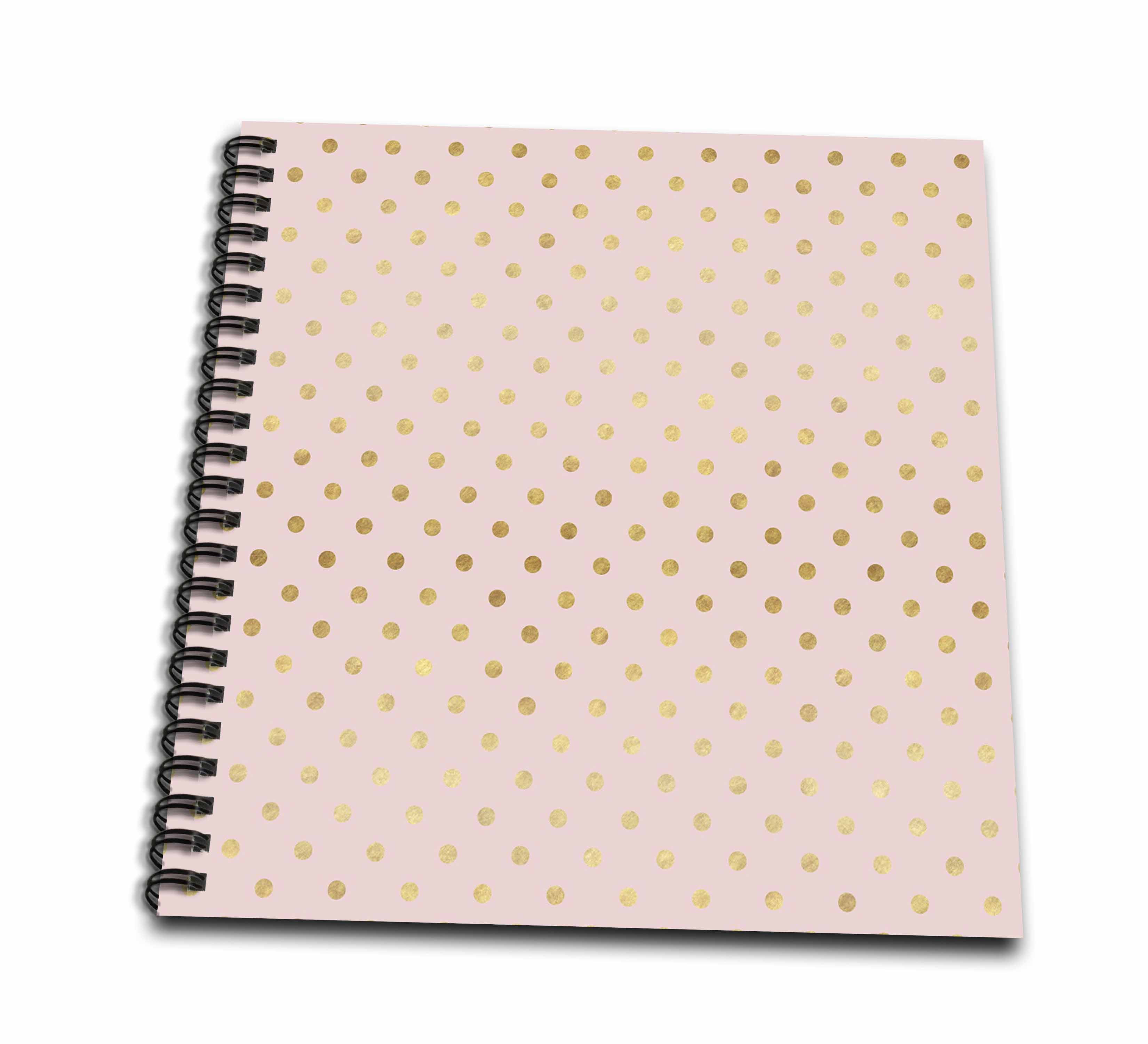 3dRose, Pink Gold Polka Dots Glam, Mini Notepad 4 x 4 inch