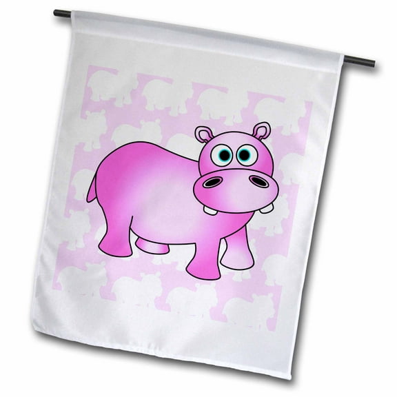 3dRose, Pink Hippopotamus, 12 x 18 inch Garden Flag