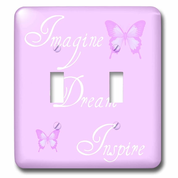 3dRose, Pink Imagine, Dream, Inspire Butterflies- Affirmations- Inspirational Words, double toggle switch