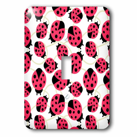 3dRose, Pink Ladybugs - Whimsical Art - Spring, single toggle switch