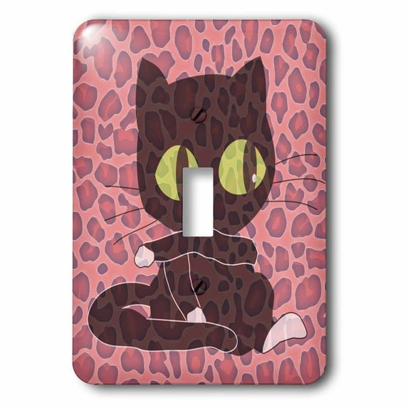 3dRose, Pink Leopard Print Cat - Cute Animals - Art, single toggle switch
