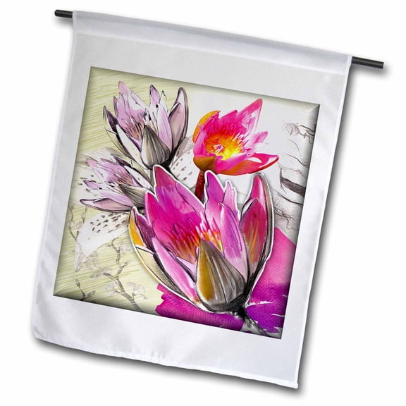 3dRose, Pink Lotus, 12 x 18 inch Garden Flag