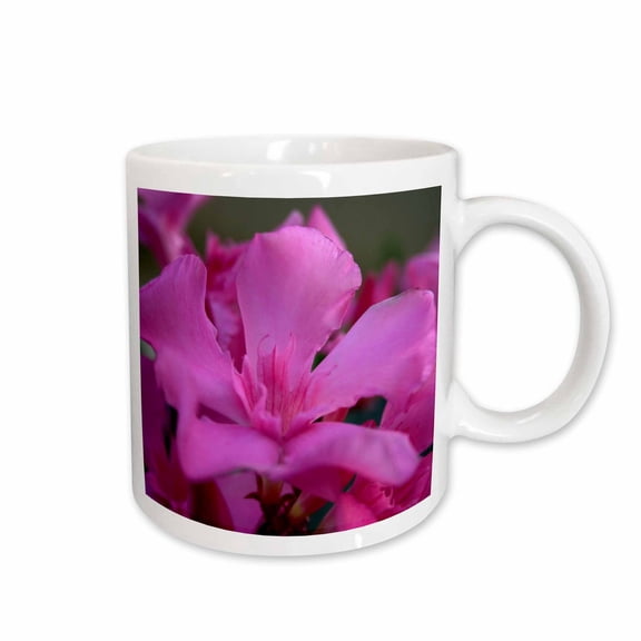 3drose, Pink Oleander Flower with Green Leaves in the Background, 11oz Mug