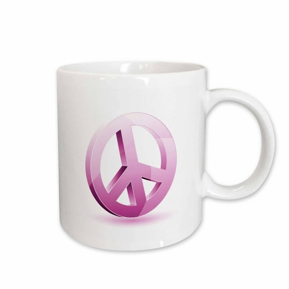 3drose, Pink Peace Sign, 11oz Mug
