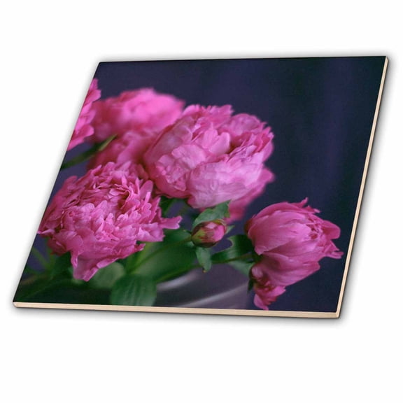3dRose, Pink Peony Bouquet, 4 Inch Ceramic Tile