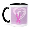 thumbnail image 1 of 3dRose, Pink Ribbon Hearts- Breast Cancer Awareness- Inspirational Art, 11oz Two-Tone Black Mug, 1 of 3