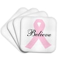 thumbnail image 1 of 3dRose, Pink Ribbon With The Word Believe On It, set of 4 Coasters - Soft, 1 of 7