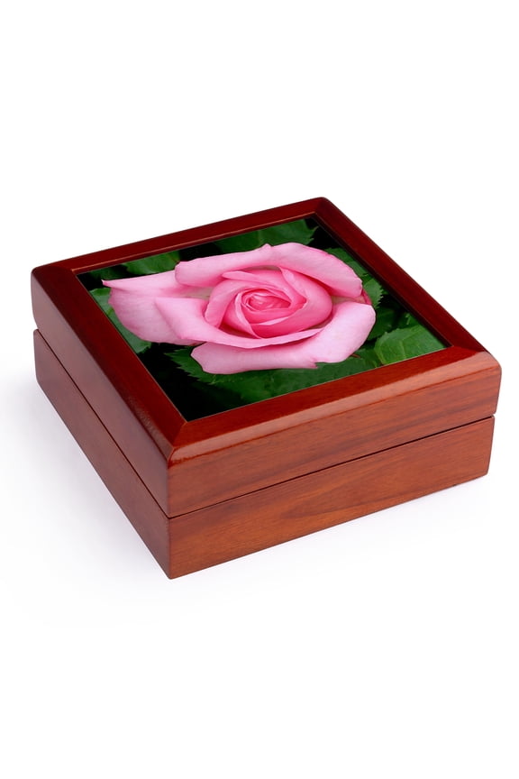 , Pink Rose, Jewelry Box 5.5x5.5 inch with 4 inch tile