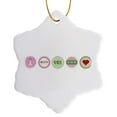 thumbnail image 1 of 3drose, Pink and Green Love Paris Girly Design - Eiffel Tower Bonjour Heart and Oh La La Frilly Circles, 3 inch Snowflake Porcelain Ornament, 1 of 7