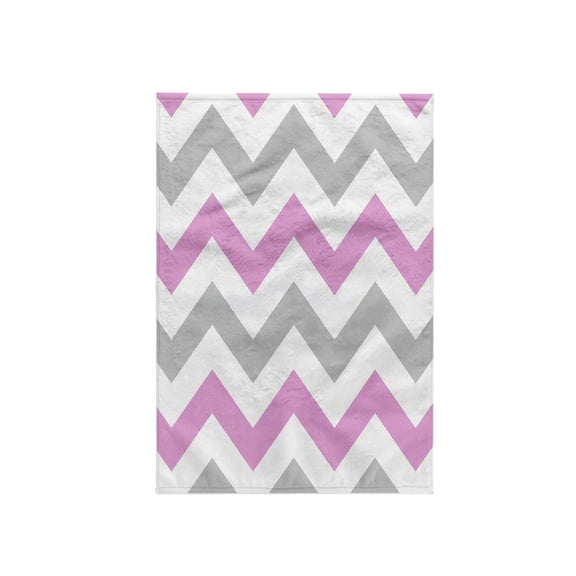 3dRose, Pink and Grey Chevron zig zag pattern - white pastel zigzag stripes, 15x22 Hand Towel