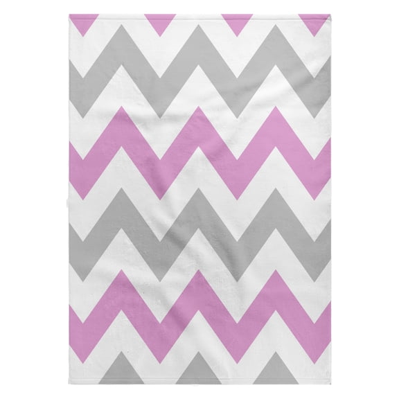 3dRose, Pink and Grey Chevron zig zag pattern - white pastel zigzag stripes, 22x30 Bath Hand Pool Towel