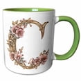thumbnail image 1 of 3drose, Pink and Image of Gold Floral Monogram Initial C, 15oz Two-tone Green Mug, 1 of 6