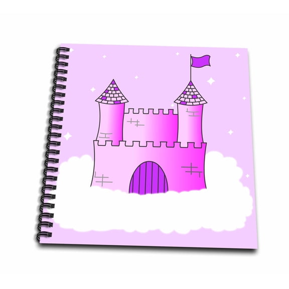 3dRose, Pink and Purple Princess Castle in the Clouds, Memory Book 12 x 12 inch
