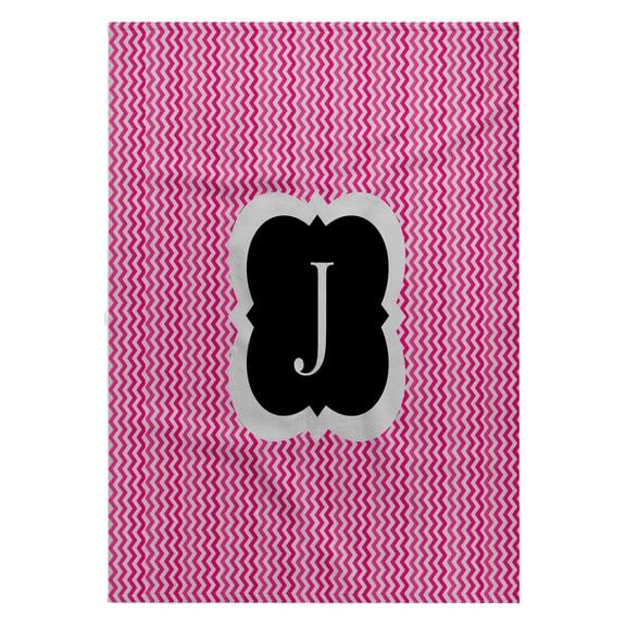 3dRose, Pink and grey chevron monogram initial J, 22x30 Bath Hand Pool Towel