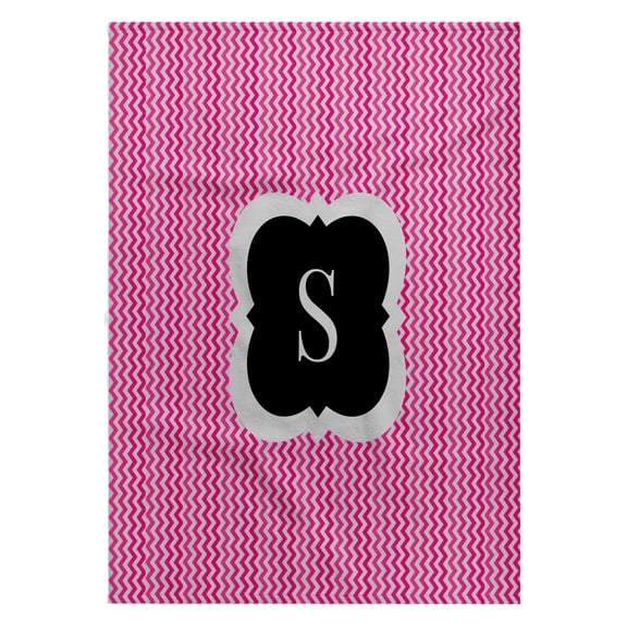 3dRose, Pink and grey chevron monogram initial S, 22x30 Bath Hand Pool Towel