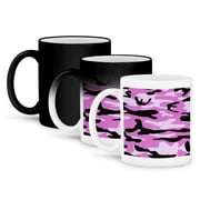 3dRose, Pink camo print - girly army uniform camouflage pattern - girls military soldier blend texture, 11oz Magic Transforming Mug