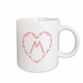 thumbnail image 1 of 3drose, Pink Hearts Valentine Day Elegant Monogram. Fair Initial M, 11oz Mug, 1 of 6